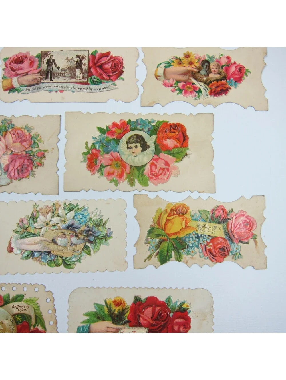 Antique Ephemera Lot of 12 Victorian 19th Century Calling Love Cards Hidden Name
